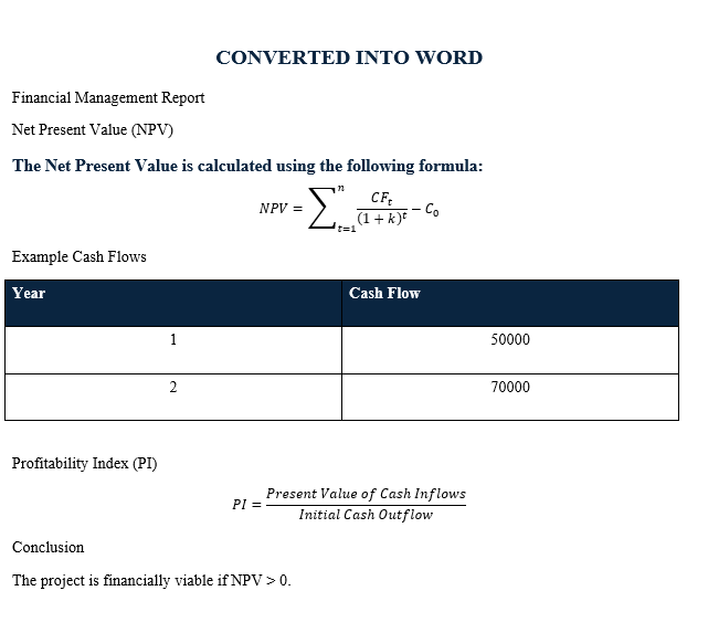 Professional Word Output Example
